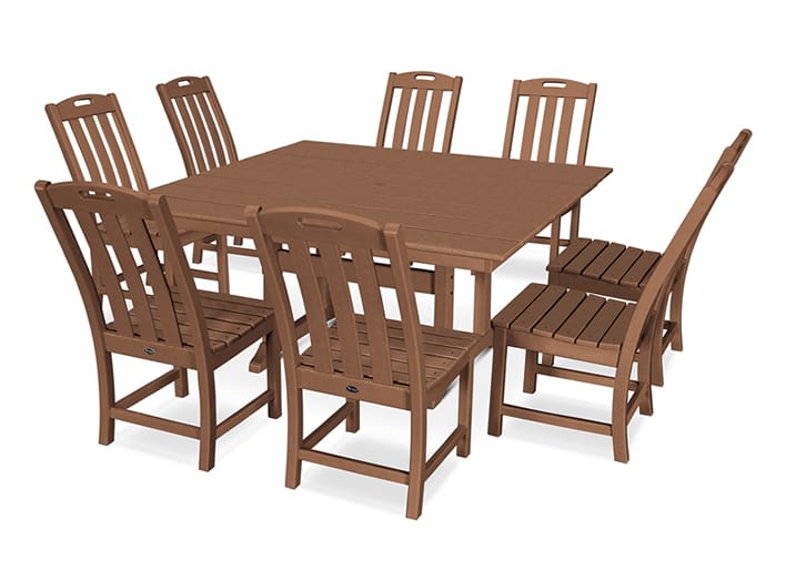 Yacht Club 9-Piece Farmhouse Side Chair Dining Set in Tree house