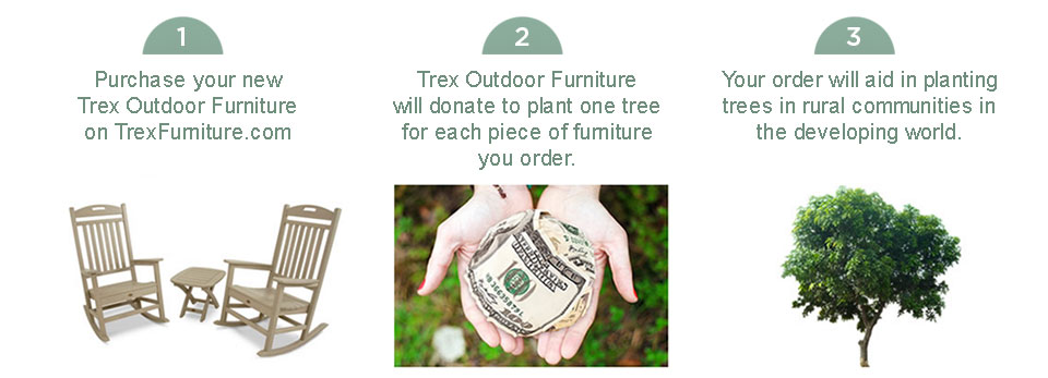 Purchase an item on Trex Outdoor Furniture and we'll plant a tree.